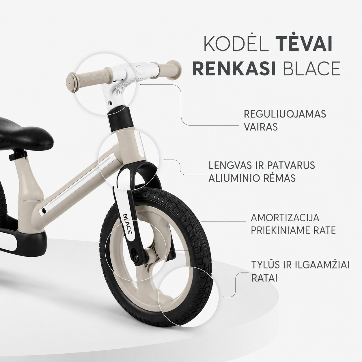 Balansinis dviratis BLACE | BEIGE