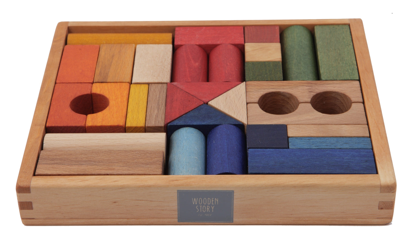 Medinės Montessori kaladėlės | RAINBOW 30vnt.